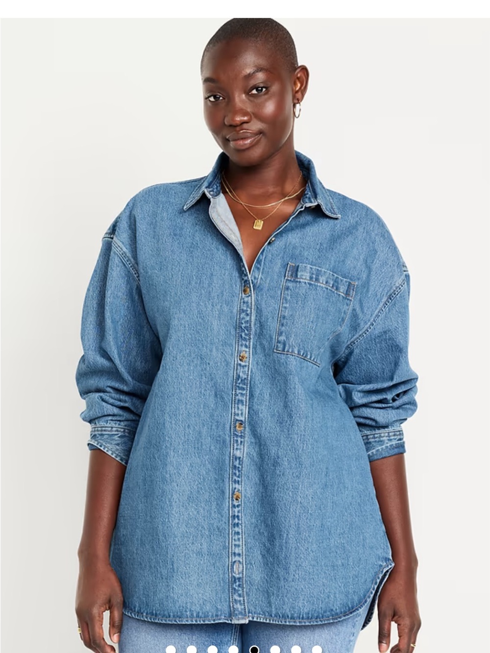 Oversized Boyfriend Button-Down Jean Shirt Old Navy NEW L - Picture 2 of 10